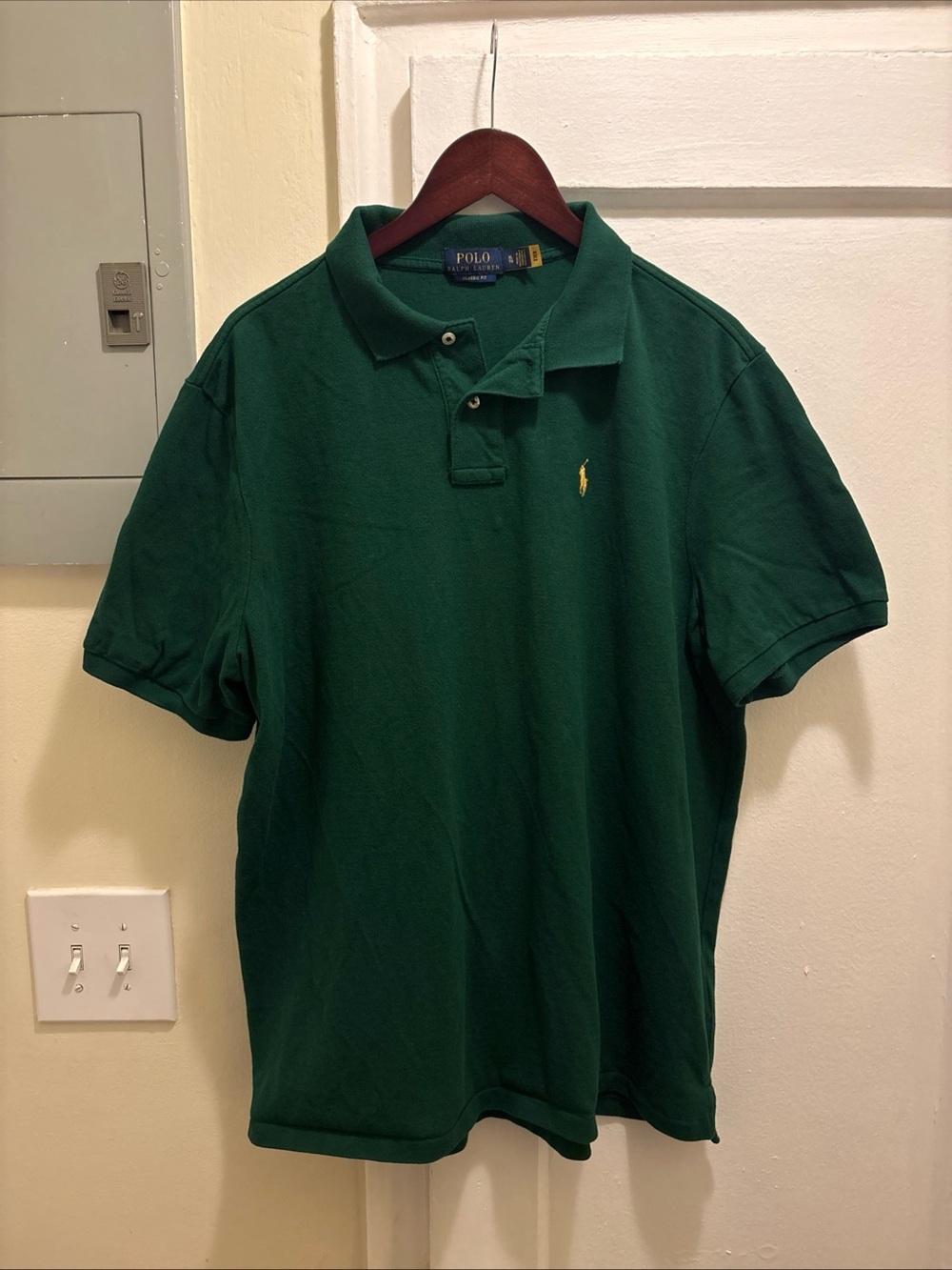Polo by Ralph Lauren Men’s Green Classic Pique Polo Shirt yellow pony size XL